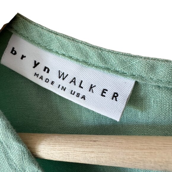 Bryn Walker Linen Top Sz Lg Green Sleeveless Tunic Lagenlook Side Vents Breezy - Picture 3 of 13